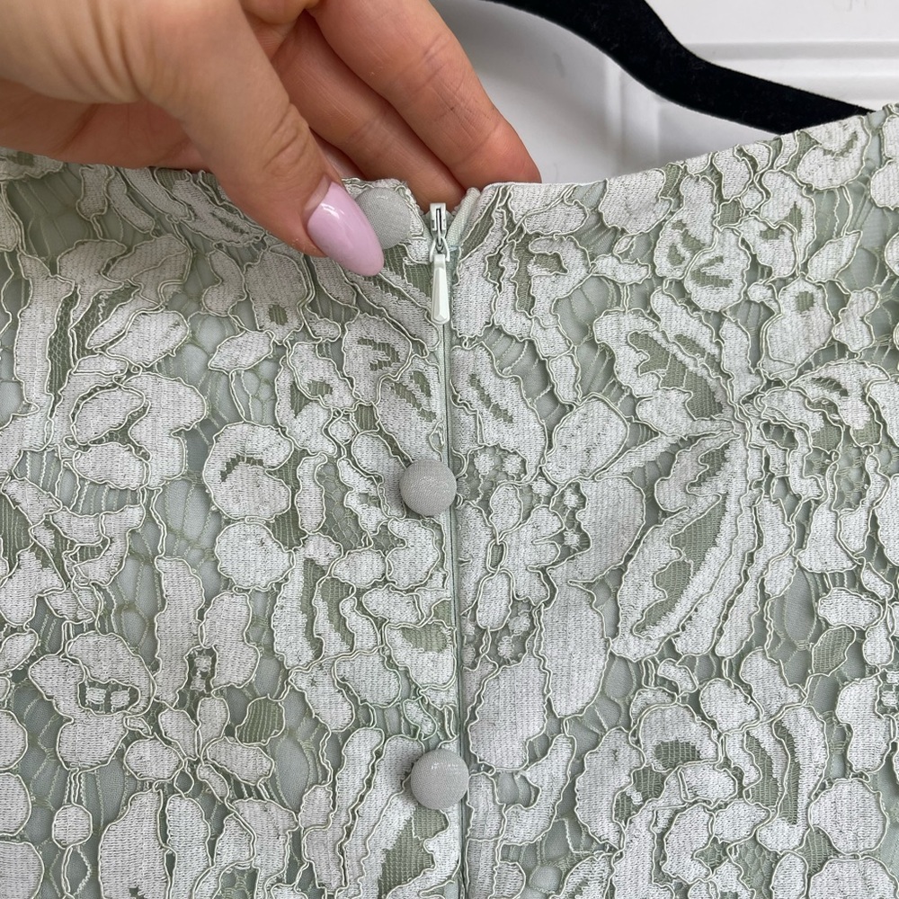 JJ’s house Sage bridesmaid tule dress thick floral lace - Picture 10 of 12
